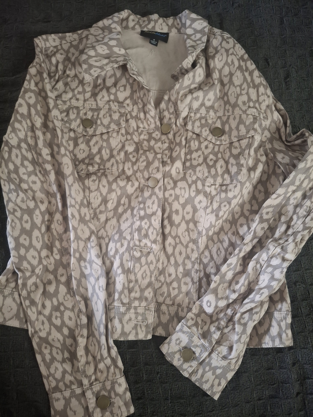 Women’s Taupe Animal-Print Jean Jacket